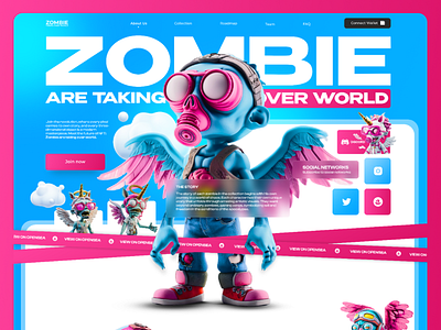 Zombie Angels NFT Webs 3d concept crypto design figma landing landing page nft ui web design website zombie