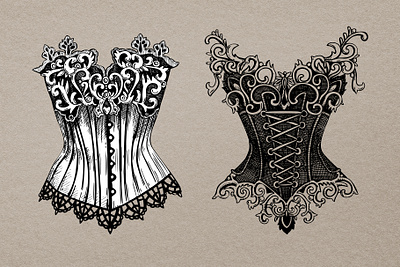 Gothic Fashion. Vector Corsets Sketches black corset costume digital art drawing fashion gothic graphic design halloween hand drawn illustration sketch vampire vector victorian vintage