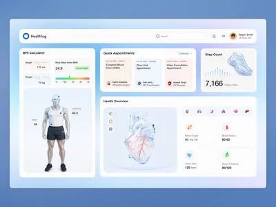 Health Dashboard UI 3d 3d graphics animation dashboard dashboard ui design agency glass ui glassmorphism ui gradient dashboard graphic design health dashboard illustration indian design agency light ui dashboard medical dashboard medical ui motion graphics ui ux