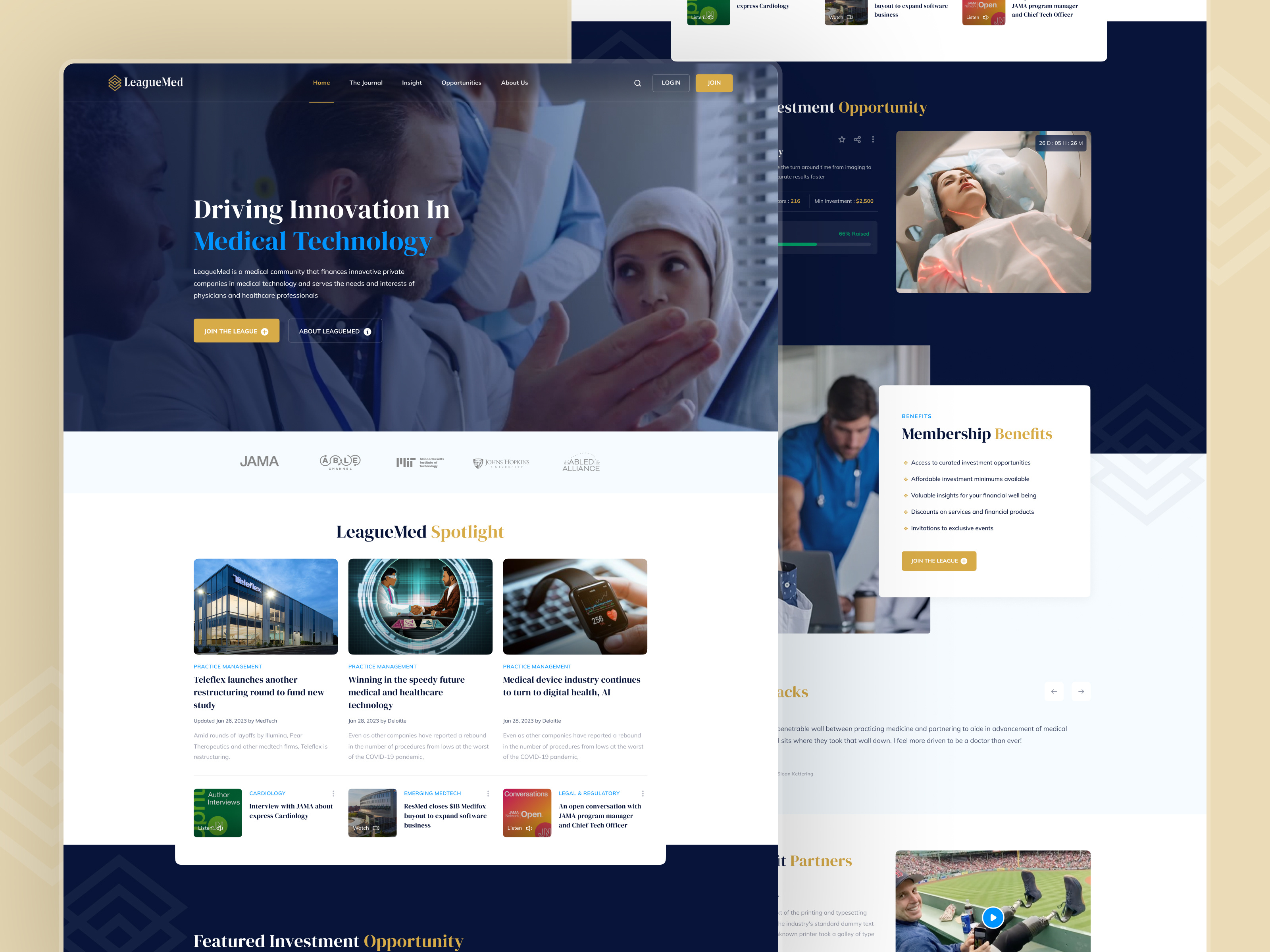 Medical Technology Innovation! design featured investment opportunity innovation investment opportunity league medical membership benefits partners practice management spotlight technology ui website