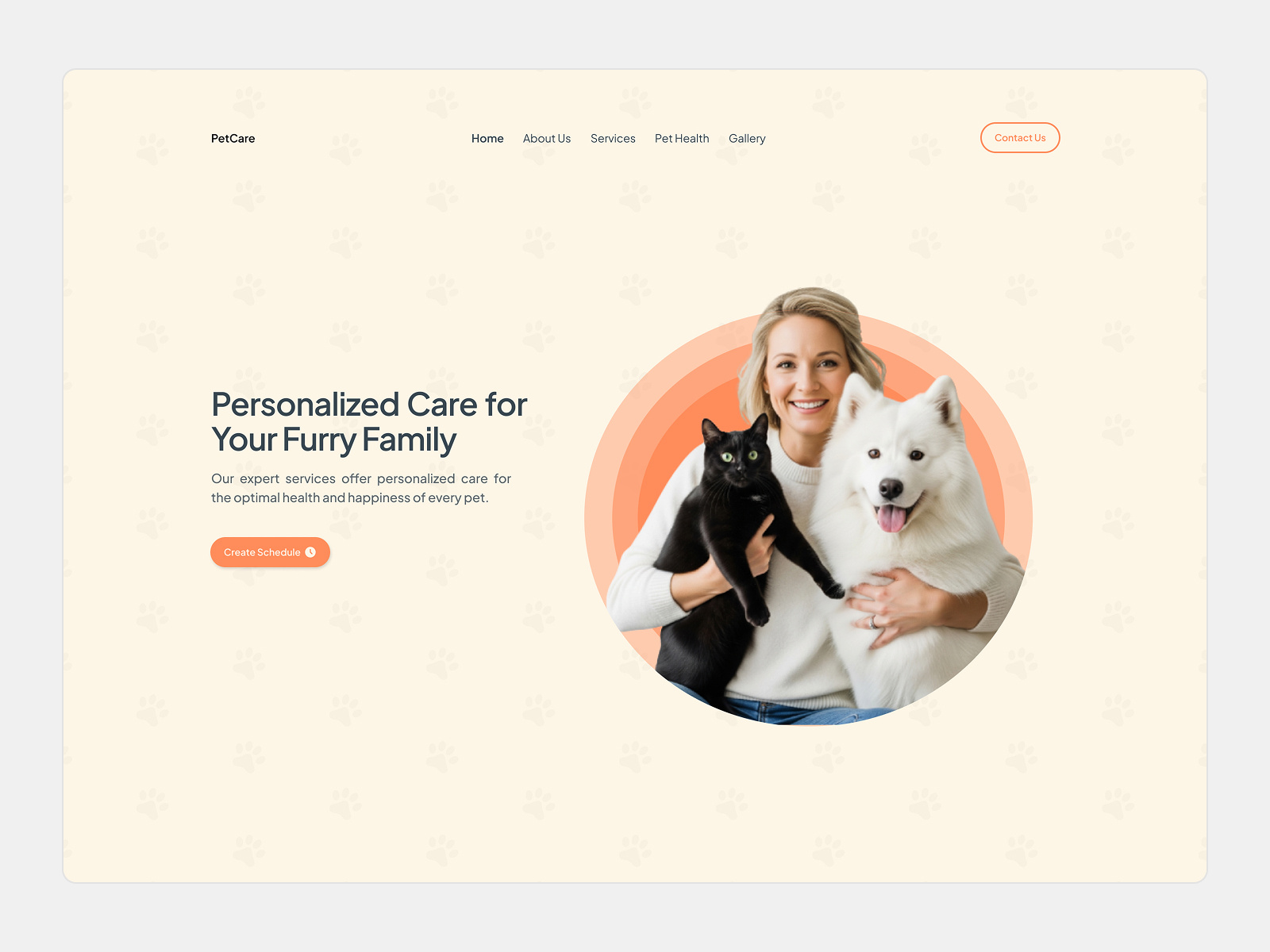 PetCare - Hero Section graphic design typography ui ux web design