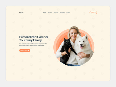 PetCare - Hero Section graphic design typography ui ux web design