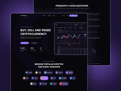 Crypto Exchange Landing Page - TradeSpot clean crypto dashboard drumncode finance fintech responsive web app web design web development