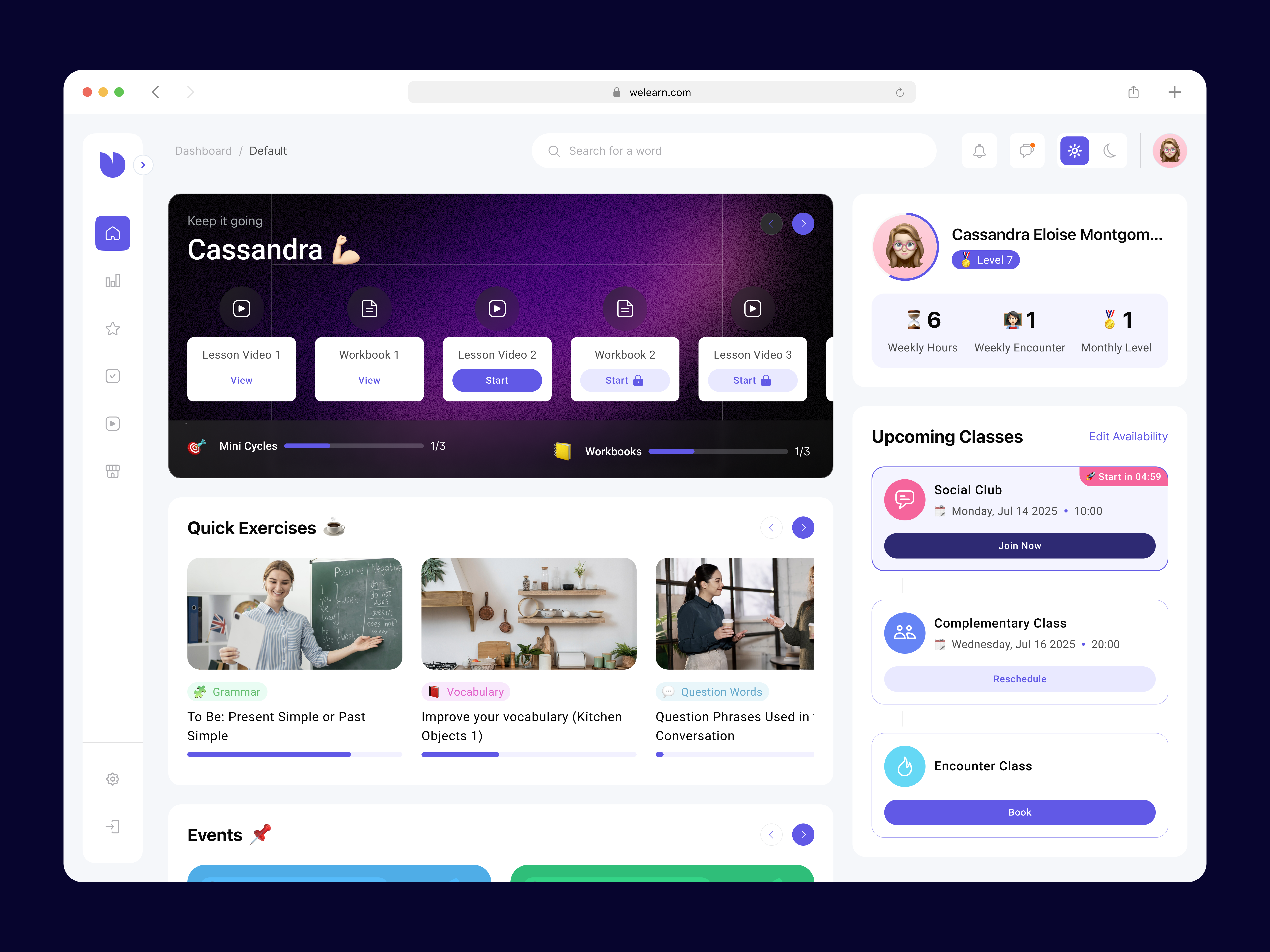 Language Learning Dashboard dark mode dashboard dashboard student english english platform figma learning learning dashboard learning platform light mode ui ux web ui