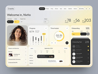 Crextio - HR Dashboard App Design 3d animation application design branding design graphic design illustration logo motion graphics ui uiux vector website design