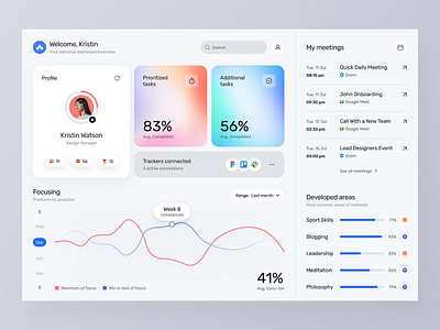 Personal Productivity Dashboard - Application Design 3d animation application design branding design graphic design illustration logo motion graphics ui uiux vector website design