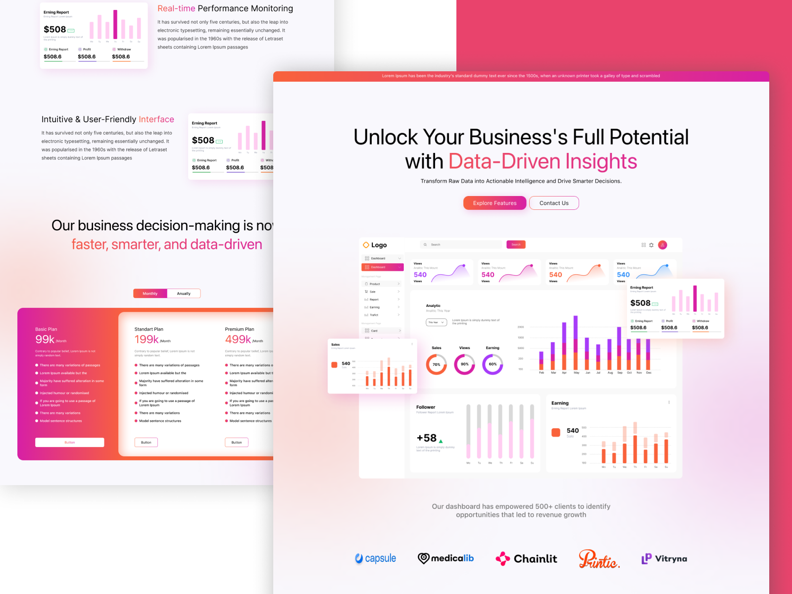 Website Landing Page UI Design analytics app application dashboard gradien graphic design landingpage mobile ui uiux ux website