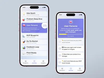 Startup Launcher - From Idea to Impact app creative tool design system goal interface journey minimal planning tool saas self management startup strategy ui uiux ux