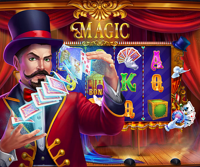 Online slot machine “Magic” 2d gameart animation art for games character design crypto game digital2d entertainment free spins gambling game art game design gamedev gaming gaming industry igaming jackpot slot design slotgame slotmachine slots