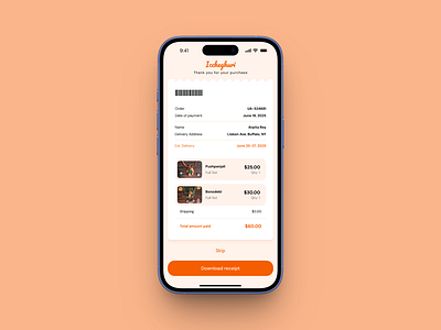 Purchase Receipt—DailyUI #017 app dailyui dailyui017 design figma graphic design illustration mobile receipt screen ui uiux ux