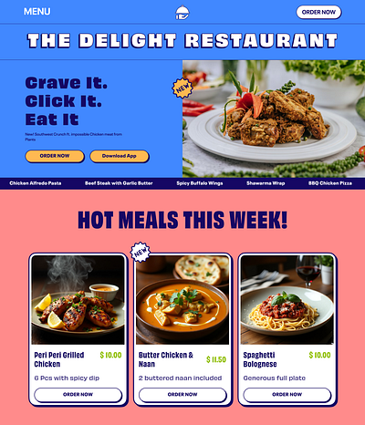 Restaurant Landing Page figma framer graphic design hero section landing page prototype restaurant ui uiux website design