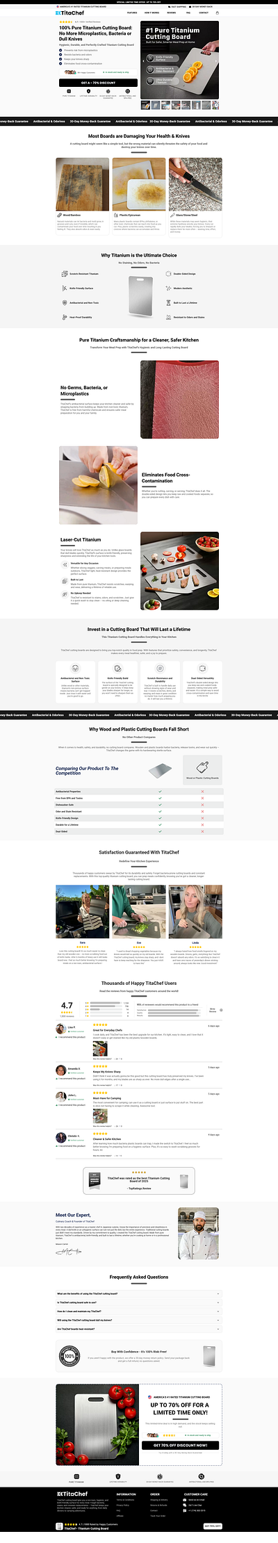 Titanium Cutting Board - Funnelish checkout page clone funnelish design designing funnel figma figma to funnelish funnel funnelbuilder funnelish landing page product page sales funnel sales page