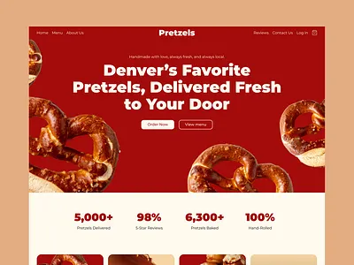 Warm, Crafty & Mobile-First — Pretzel Shop Landing Page app appdesign branding design designthatconverts ecommerce foodux landingpage logo ui uidesign ux ux research uxresearch webdesign website