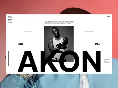 Hero Section - Akon akon art direct design editorial design graphic design hero section hip hop music musician ui uiux design user interface web design