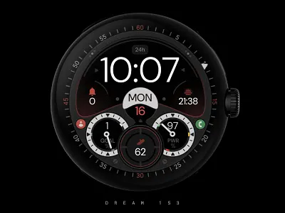 Dark Digital Watch Face black dark design digtal galaxy watch graphic design illustration modern pixel watch red samsung smartwatch technology ui watch watchface