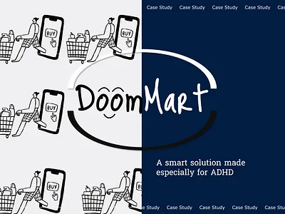 DoomMart, a smart shopping solution for ADHD accessibility adhd ai animation brand identitiy branding case study e commerce high contrast landing page readability shopping smart solutions ui ux