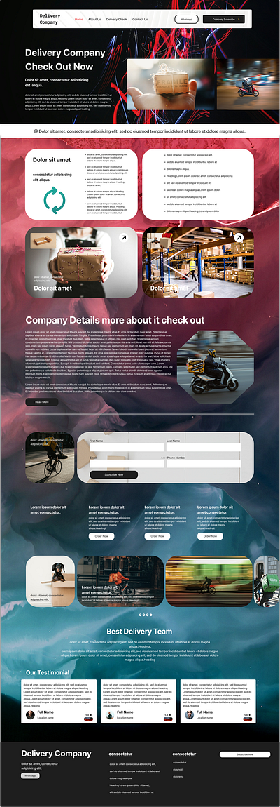 Delivery Company UI Design - Figma - Website home page -m company delivery delivery company figma graphic design home page ui ui design ux website