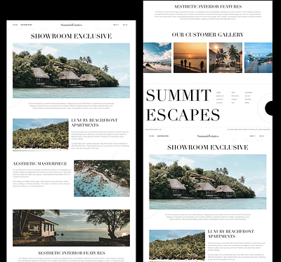 Summit Escapes – Luxury Real Estate Landing Page Figma UI Design app beach branding design figma graphic design holiday illustration logo minimal popular site trending ui ux vacation web design
