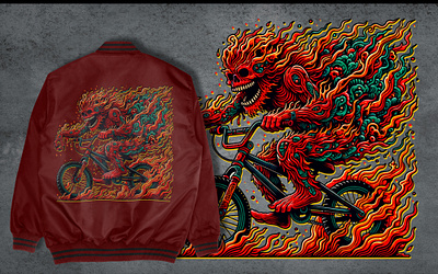 Fire Monster apparel design arda guler branding cartoon color grading custom design design graphic design graphic designer hand drawn hoodie illustration monster print on demand t shirt vector art
