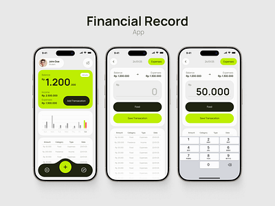 Financial Record App app application design figma financial graphic design ui ui design uiux ux