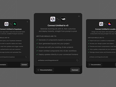 Connect integrations — Untitled UI dark ui darkmode integrations modal product design ui design user interface
