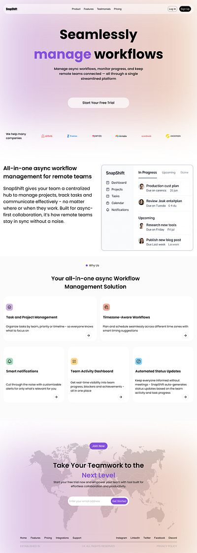 SnapShift SaaS landing page app design designer figma product design ui ui ux design ui ux designer uiux ux