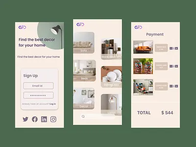 Curated Decor for Your Perfect Space app design clean ui e commerce app furniture app home decor app illustration interior design lifestyle app minimal design mobile app online shopping payment screen product catalog responsive design retail app shopping app ui ui design user experience user interface