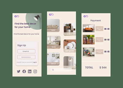 Curated Decor for Your Perfect Space app design clean ui e commerce app furniture app home decor app illustration interior design lifestyle app minimal design mobile app online shopping payment screen product catalog responsive design retail app shopping app ui ui design user experience user interface