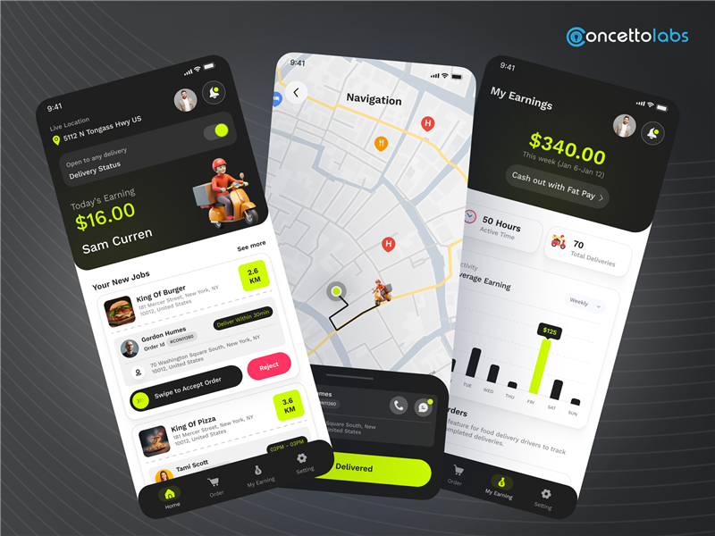 Food Delivery Driver App animation food app food delivery app food delivery diler app ui