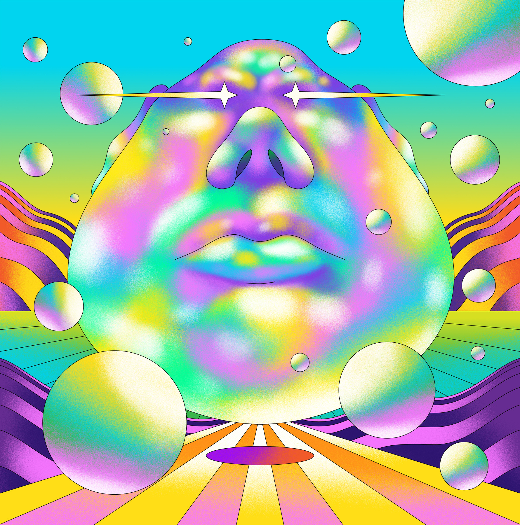 Return to Oz - Secret 7 sleeve affinity designer airbrush album art direction exhbition face glow graphic head illustration illustrator music psychedelic record retro shading surreal texture vector vivid