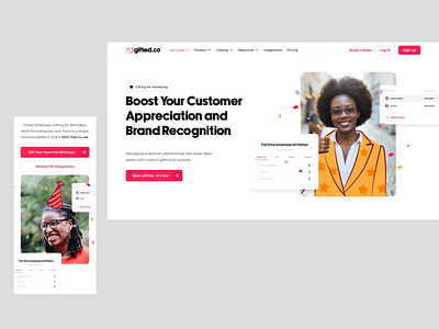 Gifted responsive animation app design gift gifted illustration illustrations interaction landing landing page mobile motion graphics photos responsive responsive design ui ux web web design website