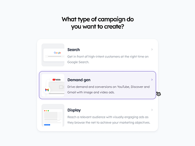 Choose campaign type ads ai campaign choose clean design clicks creative design google ads logo purple selection selector
