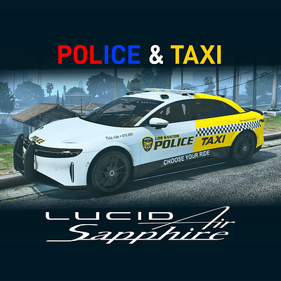 LUCID air Sapphire PD & Taxi (Fivem Ready) design fivem gaming graphic design gta gta5 gtaonline gtaroleplay gtarp roleplay community