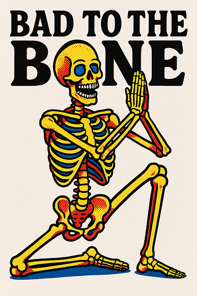 Bad to the Bone pop poster print skeleton