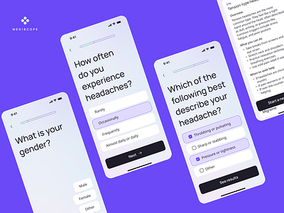 Mediscope — Symptom Checker App Concept app design dribbble shot medicine medtech mobile ui ux