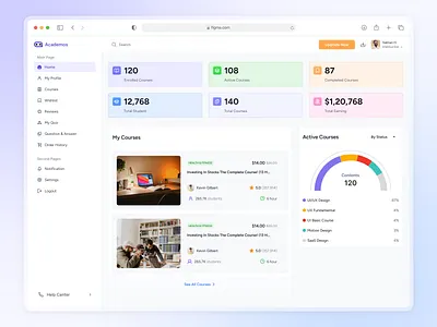 Learning Management System SaaS Dashboard UI/UX Design acedemos design edu tech education saas dashboard figma illustration saas saas design ui ui design user centric user experience uxui
