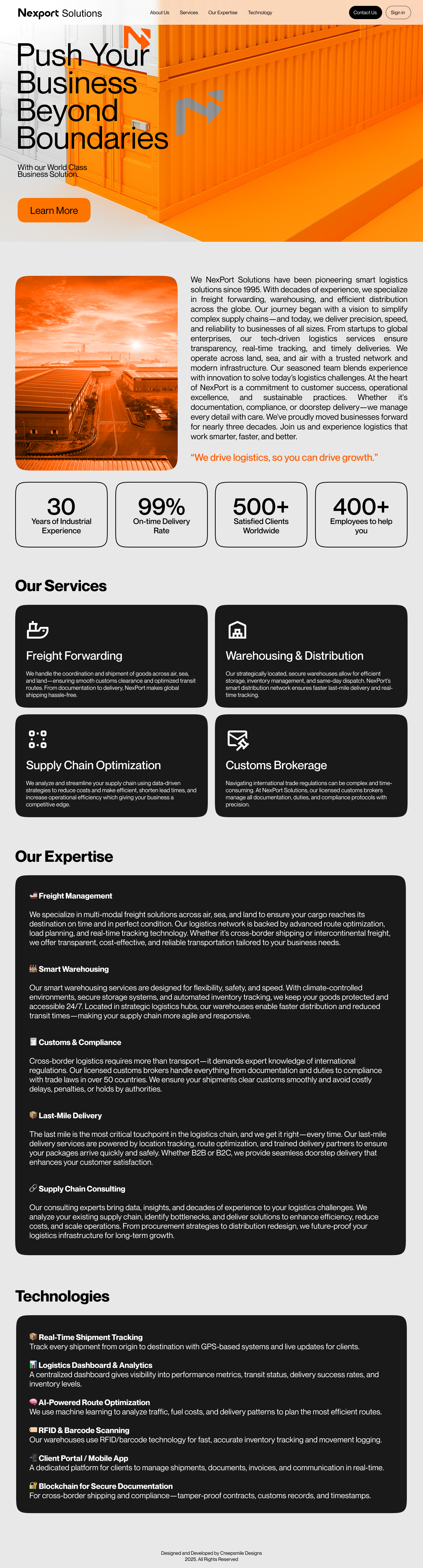 Nexport Solutions - Site Design branding logo ui