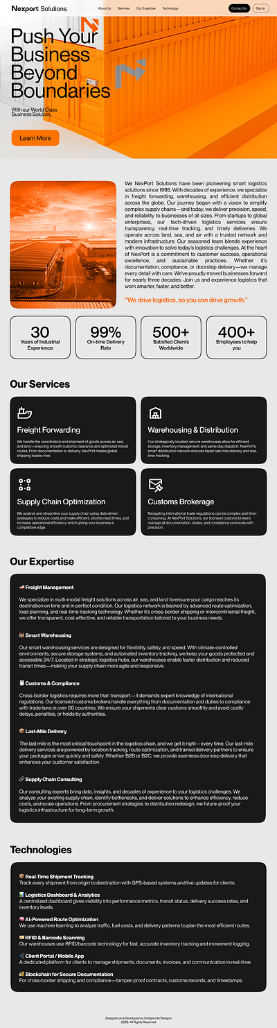 Nexport Solutions - Site Design branding logo ui