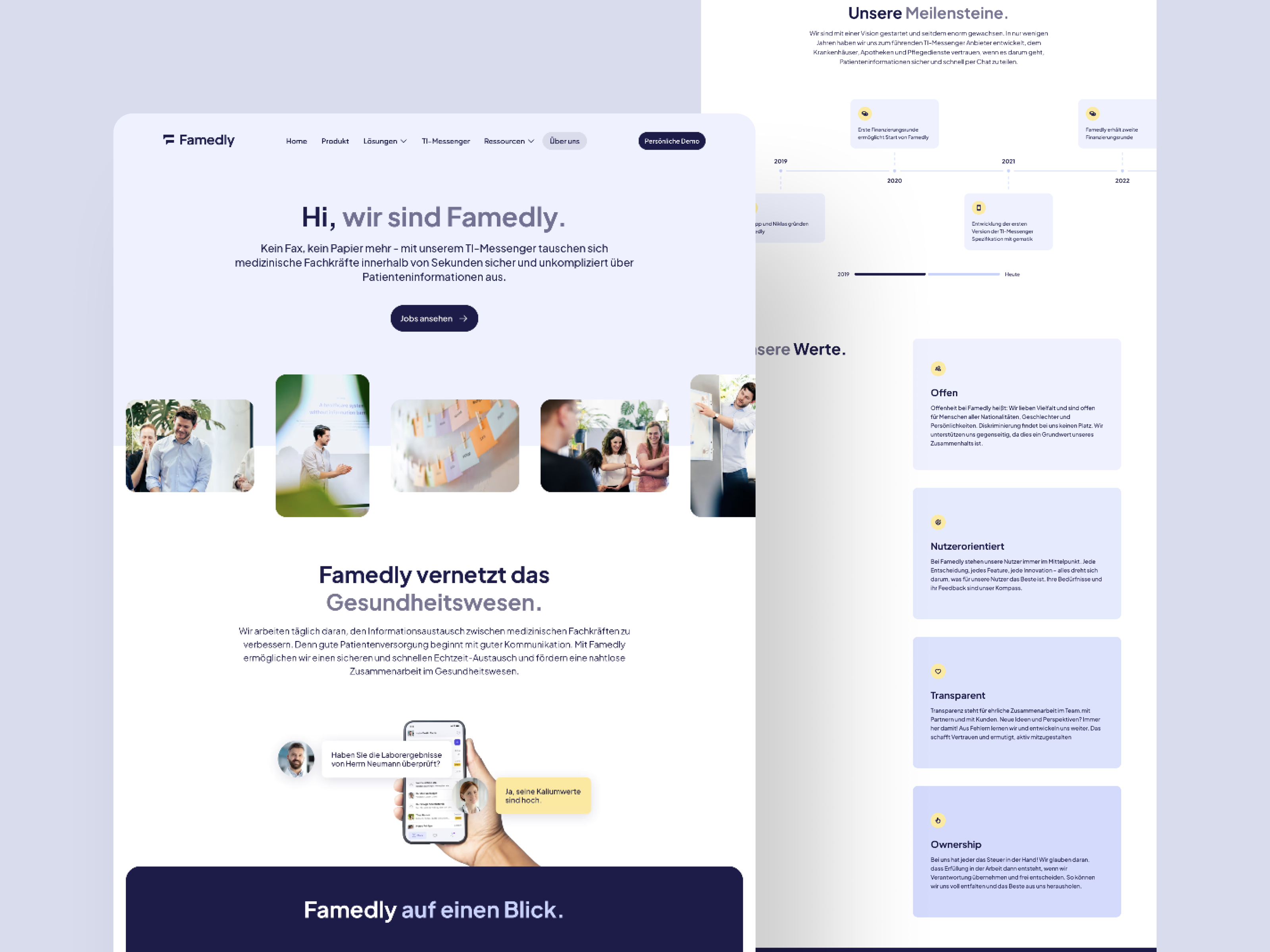 Example of Famedly: About page for SaaS website
