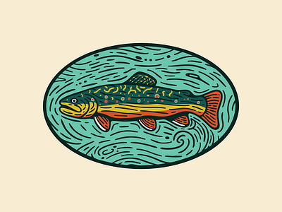 Brook Trout Illustration brook trout design fish graphic design hand drawn illustration linocut logo outdoors vector woodblock woodcut