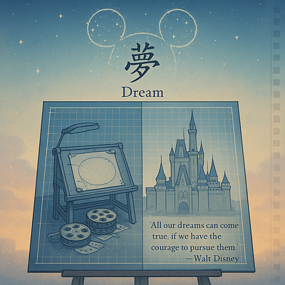 Disney Quote chinese calligraphy graphic design