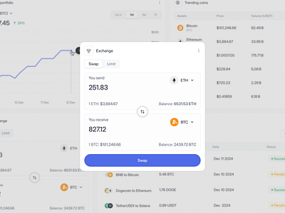 Crypto SaaS Web App Dashboard - Exchange Swap Modal blockchain crypto crypto app crypto app ui modal crypto exchange dashboard exchange modal modal crypto app product design saas saas crypto app swap swap crypto swap crypto currency table trading transaction web app web3