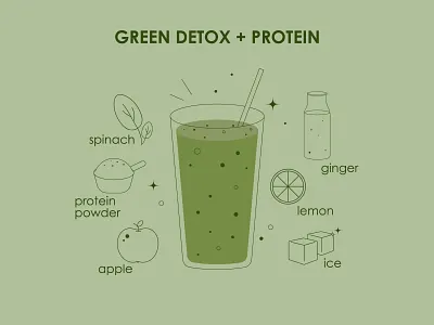 Green Detox + Protein Shake. Vector Illustration. branding design graphic design illustration logo nutritionist order vector