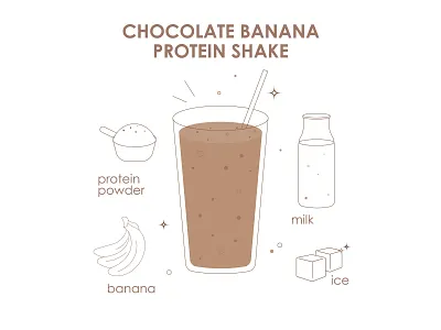 Chocolate banana protein shake. Vector Illustration. artist branding design graphic design illustration logo vector