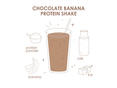 Chocolate banana protein shake. Vector Illustration. artist branding design graphic design illustration logo vector