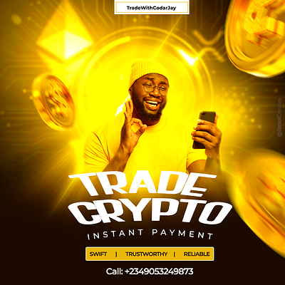 CRYPTO TRADING POSTER advertising branding coins color theory crypto design graphic design illustration marketing photoshop trading vector