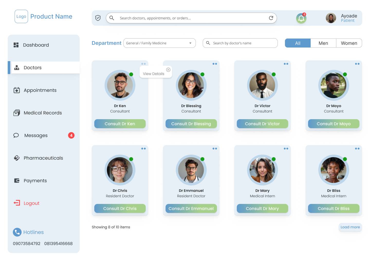Example of Product Design. UI/UX Design 