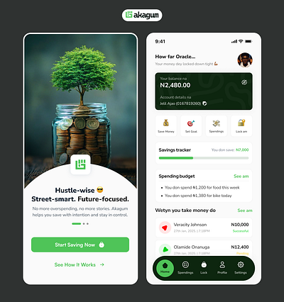 Akagum Fintech Mobile App akagum app figma fintech green mobile app ui ui ux uidesign ux uxdesign