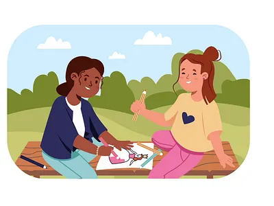 Creative Animated Moments Between Friends in Nature Drawing Toge animation art characters color creativity design drawing friends friendship fun joy motion nature play sketch