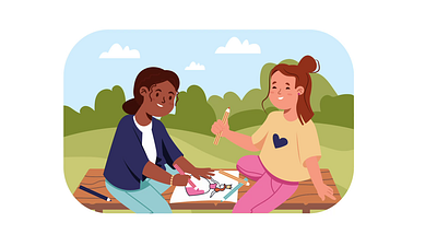 Creative Animated Moments Between Friends in Nature Drawing Toge animation art characters color creativity design drawing friends friendship fun joy motion nature play sketch